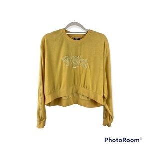 Nike Yellow Retro Femme Terry Cropped Crew Sweatshirt Size Medium